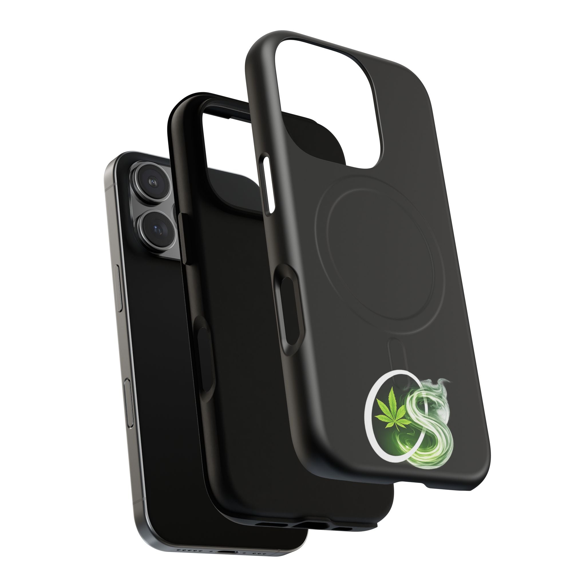 MagSafe Phone Case — Green Cannabis Leaf Smoke Graphic