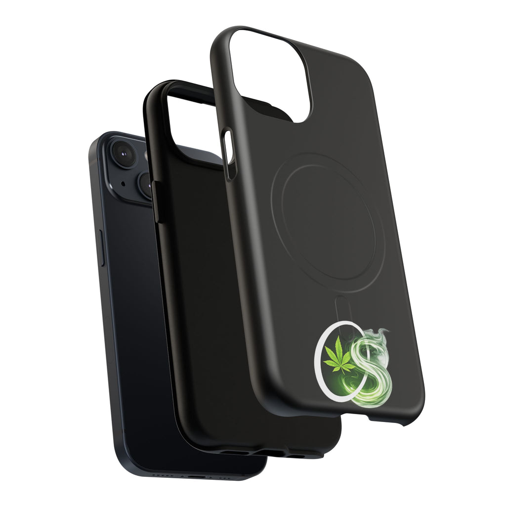 MagSafe Phone Case — Green Cannabis Leaf Smoke Graphic