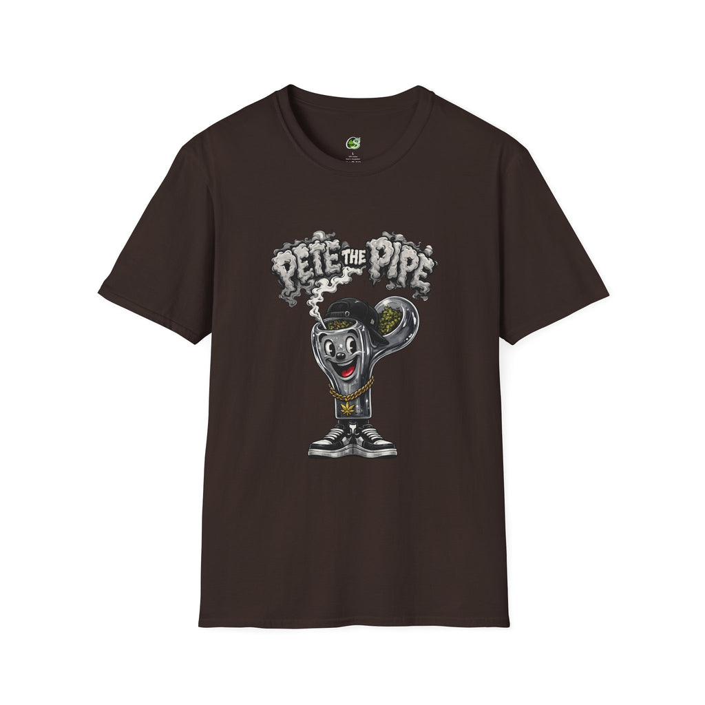 Pete the Pipe Graphic T-Shirt – Retro Cartoon Smoking Pipe Tee