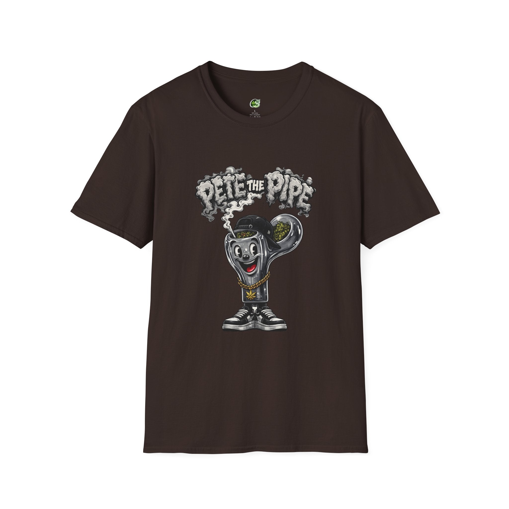 Pete the Pipe Graphic T-Shirt – Retro Cartoon Smoking Pipe Tee