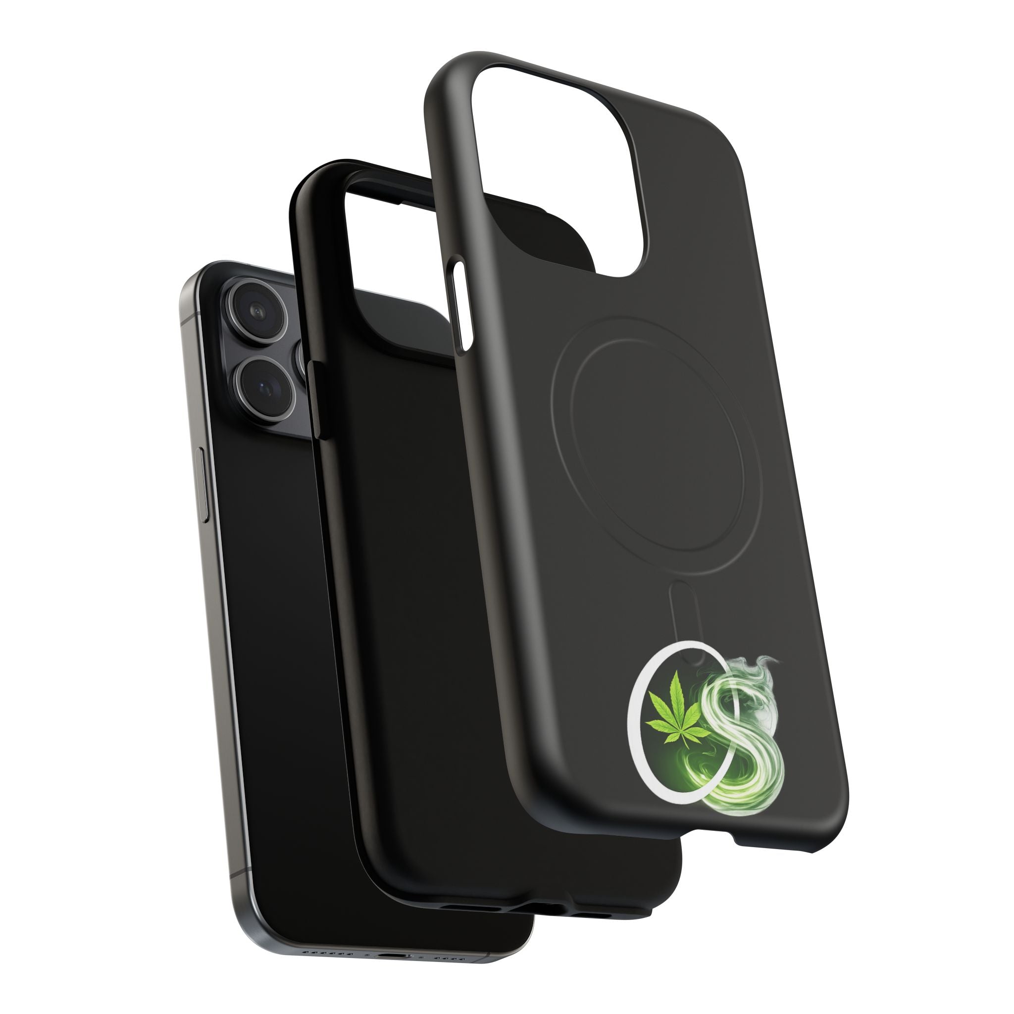 MagSafe Phone Case — Green Cannabis Leaf Smoke Graphic