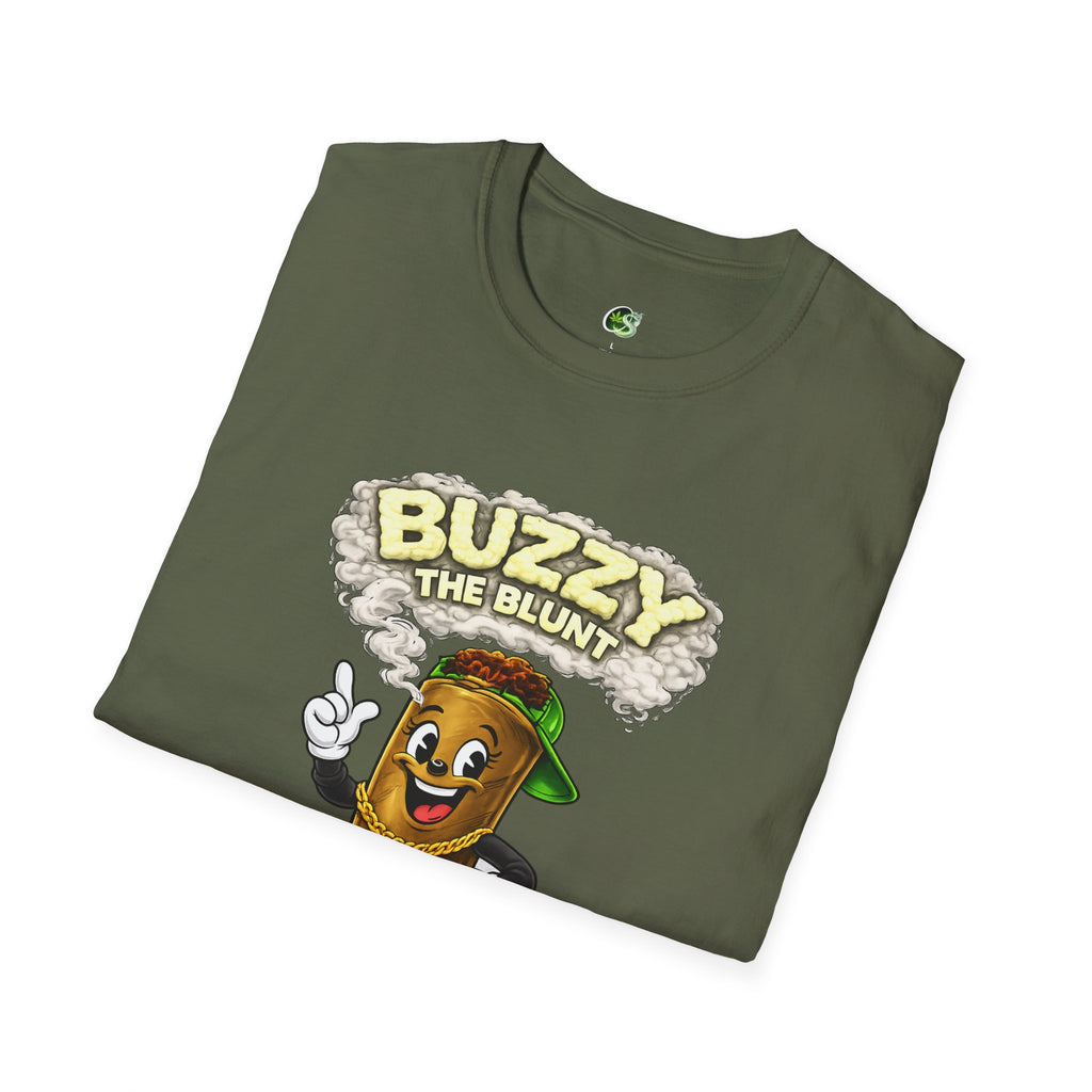 Buzzy the Blunt Graphic T-Shirt — Retro Cartoon Cannabis Tee