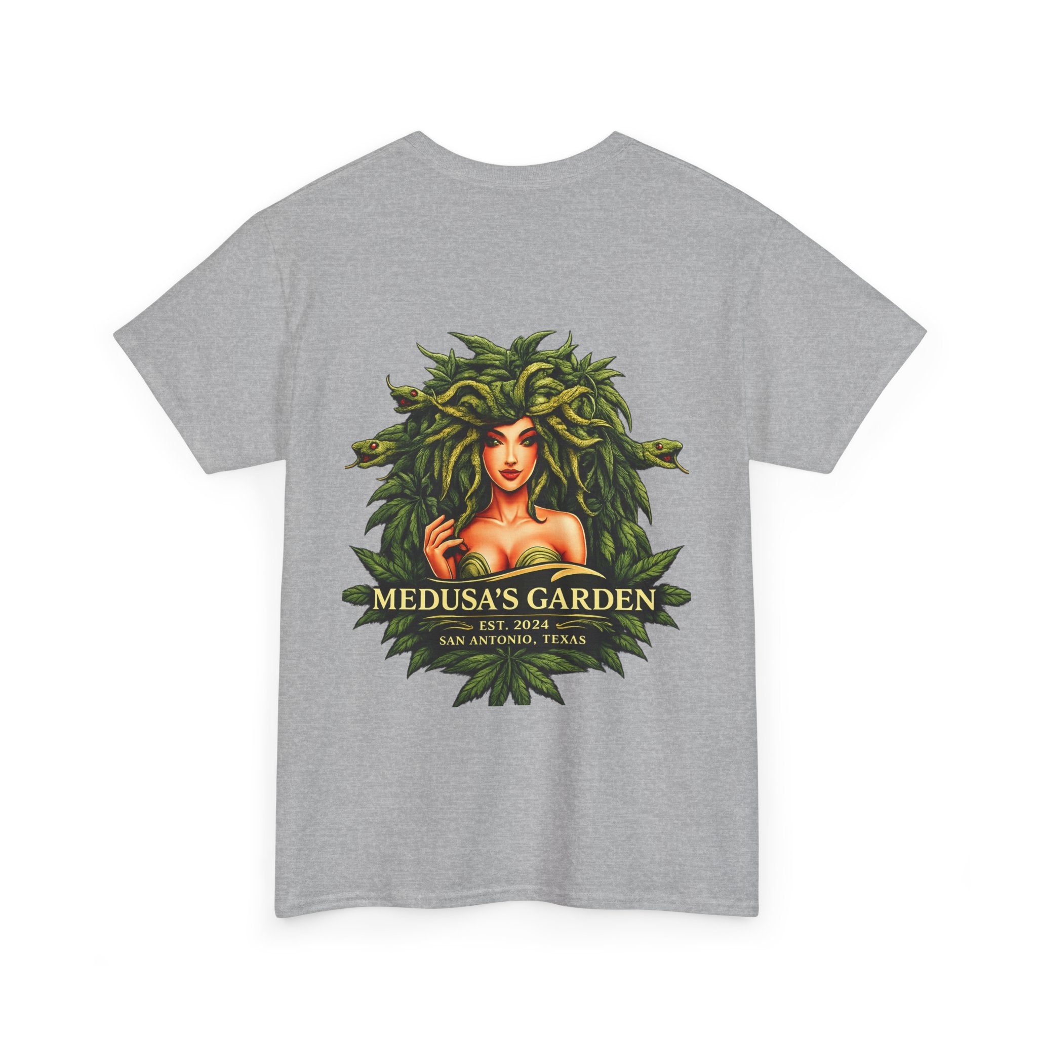 Medusa's Garden Graphic Tee — Mythical Snake-Hair Goddess Backprint