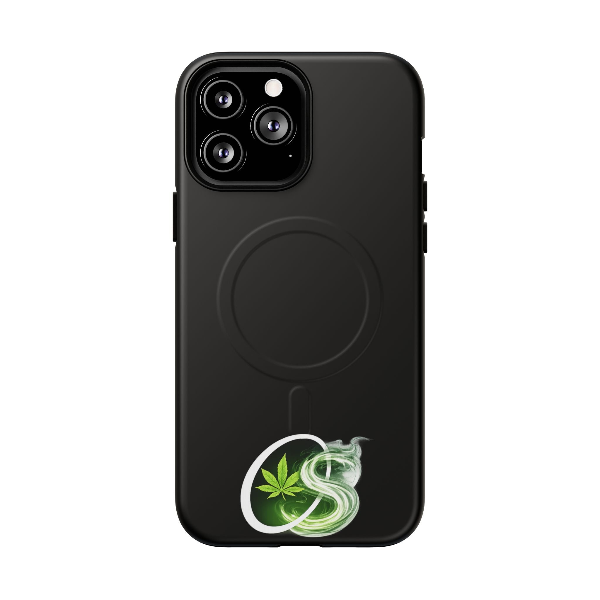 MagSafe Phone Case — Green Cannabis Leaf Smoke Graphic