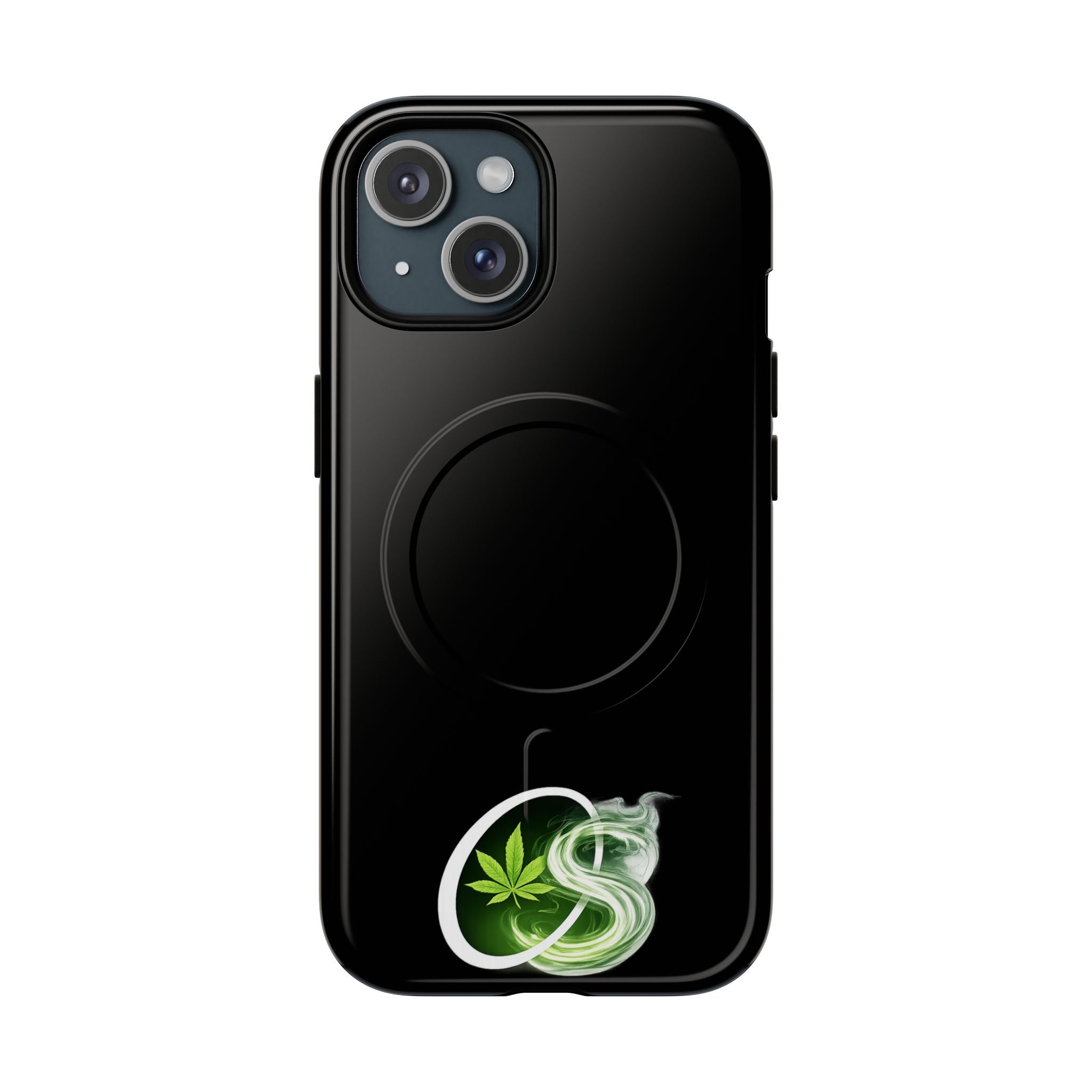 MagSafe Phone Case — Green Cannabis Leaf Smoke Graphic
