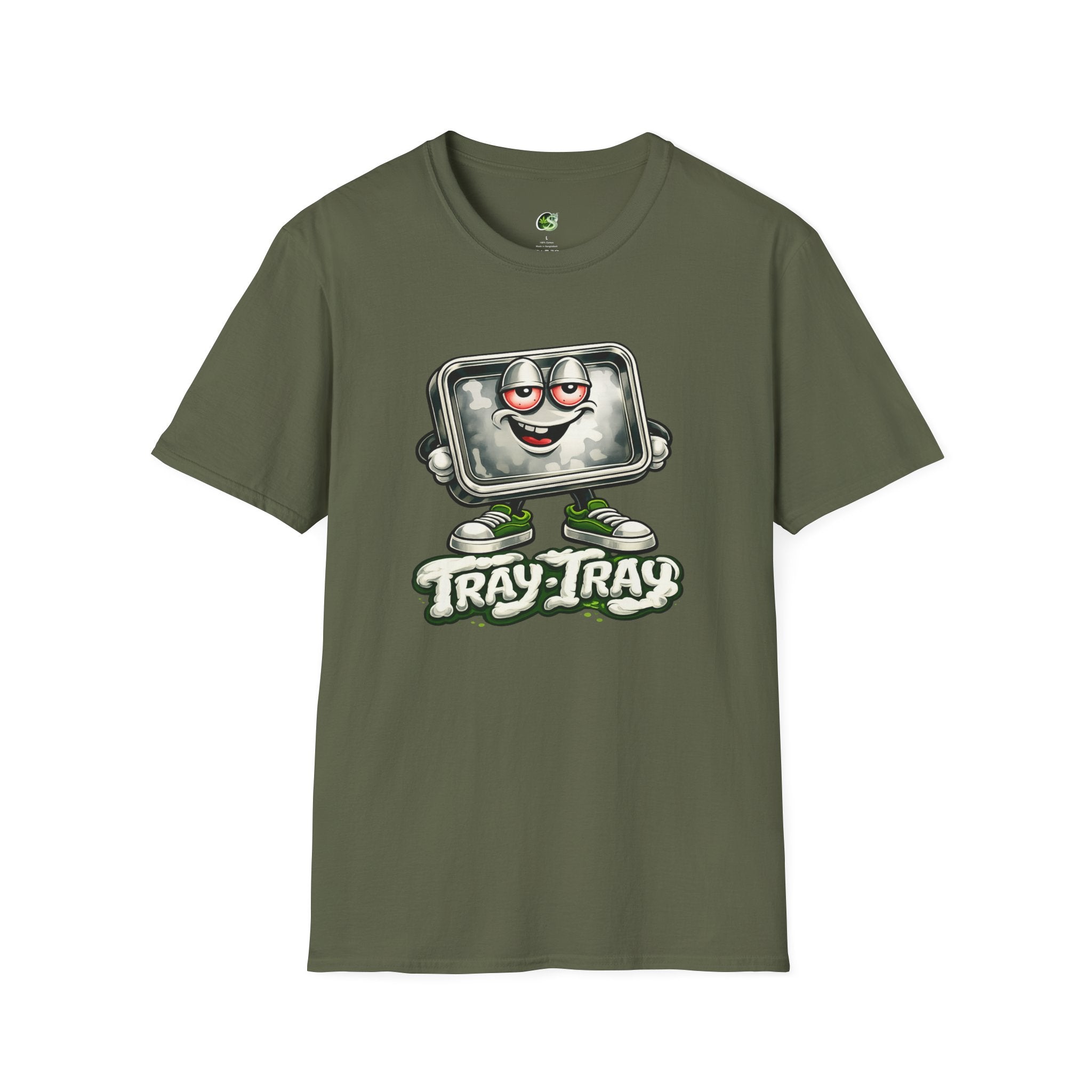 Tray Tray Character T-Shirt — Retro Cartoon Metal Tray Graphic Tee
