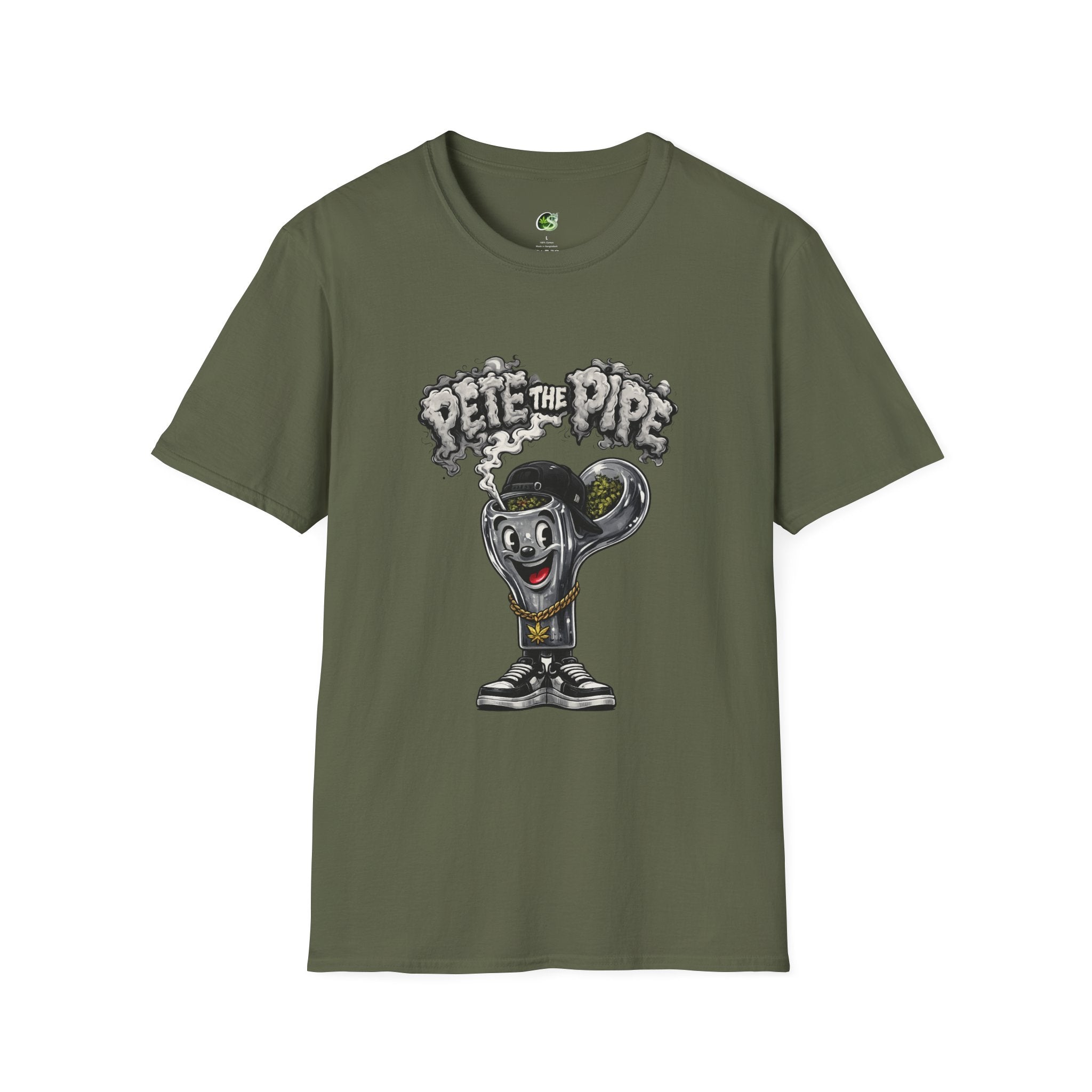 Pete the Pipe Graphic T-Shirt – Retro Cartoon Smoking Pipe Tee