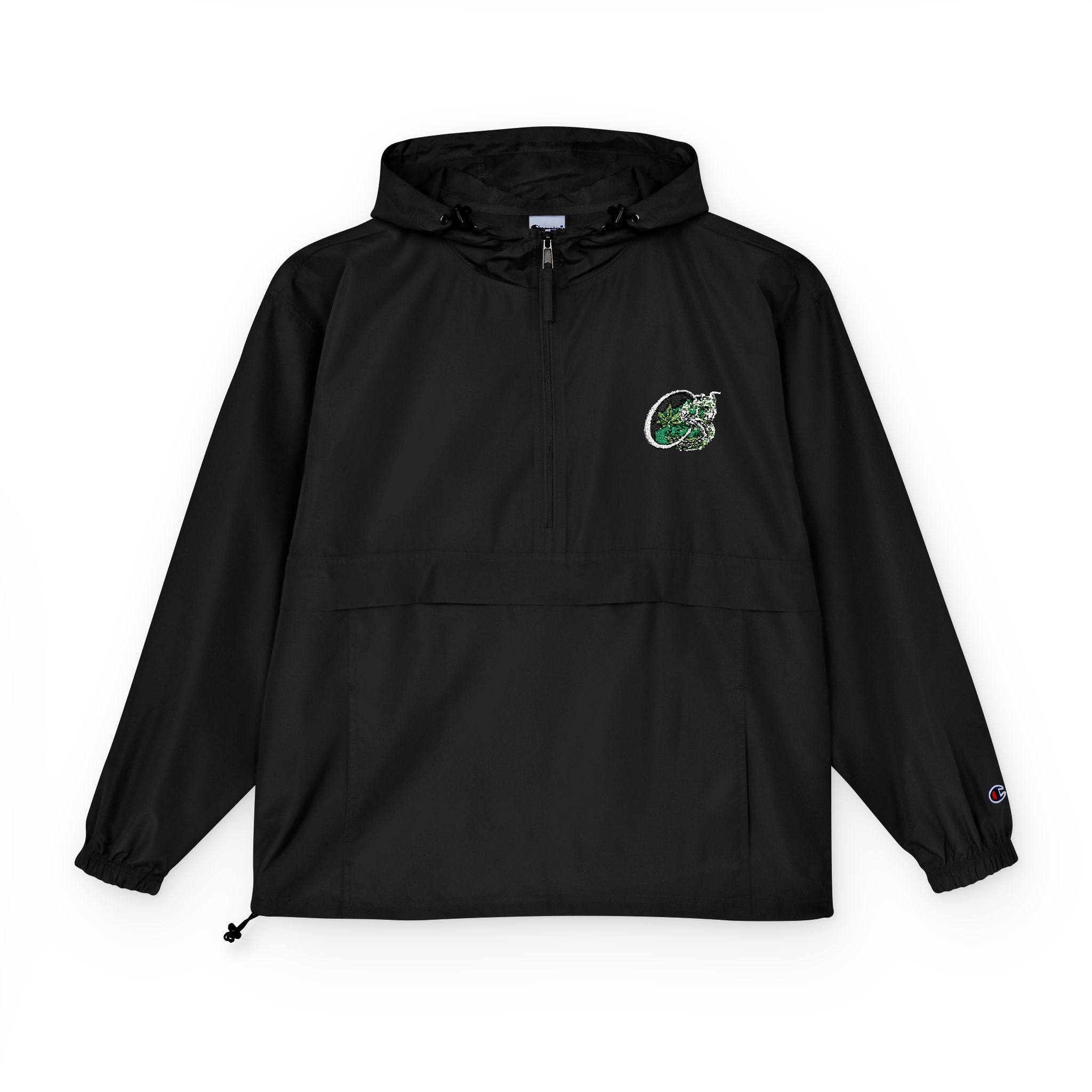 Anorak Jacket — Champion Packable Windbreaker with Green Camo 'C' Logo