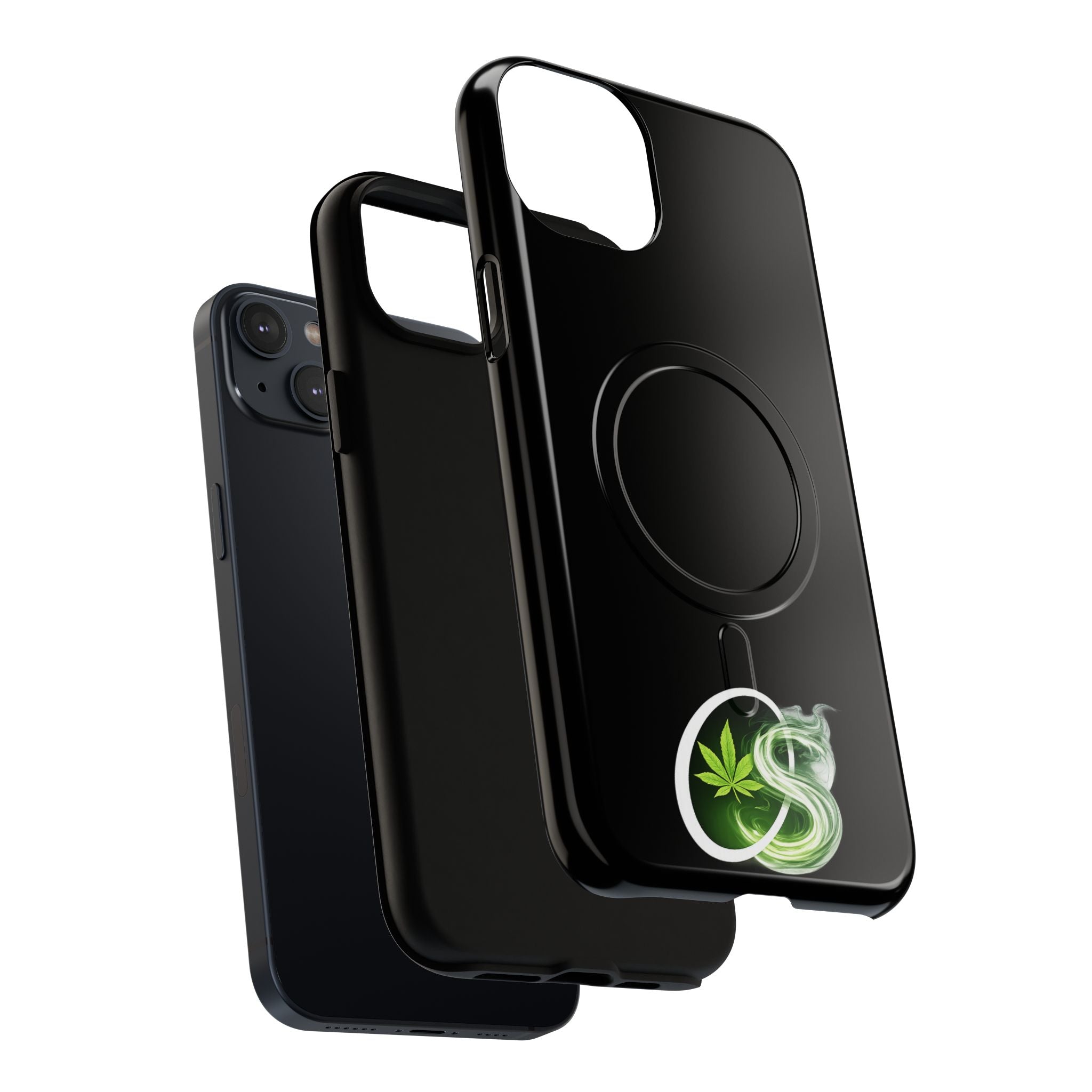 MagSafe Phone Case — Green Cannabis Leaf Smoke Graphic