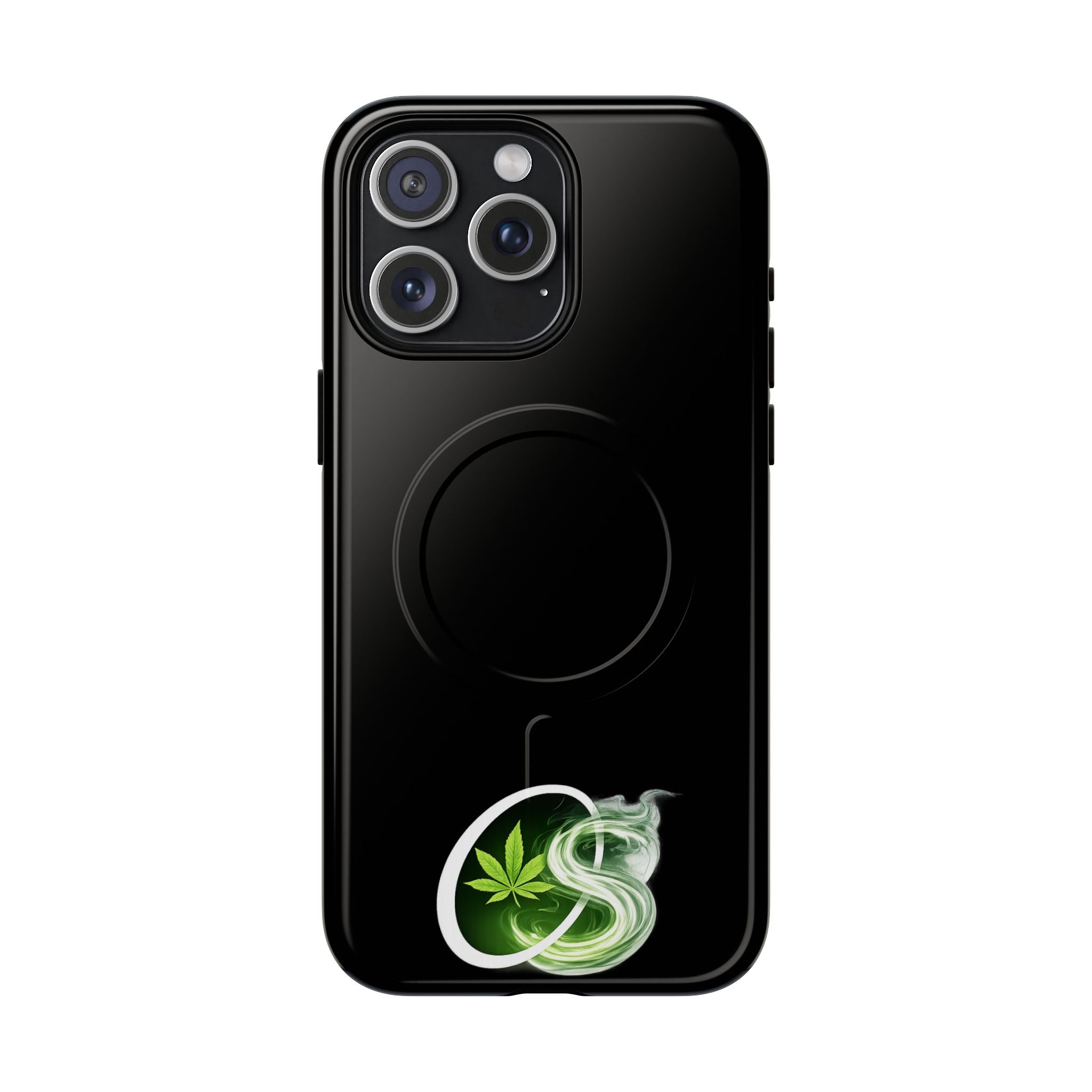 MagSafe Phone Case — Green Cannabis Leaf Smoke Graphic