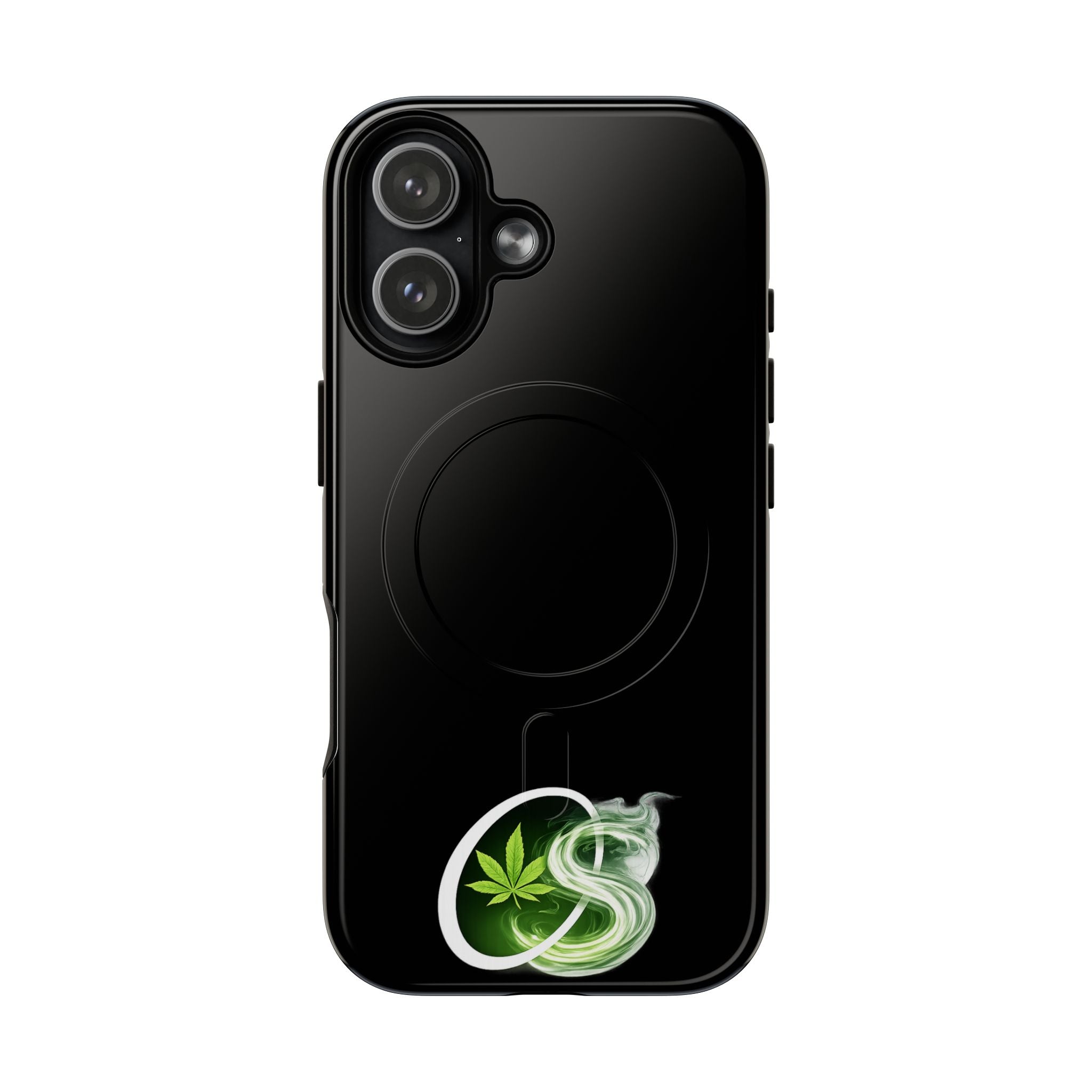 MagSafe Phone Case — Green Cannabis Leaf Smoke Graphic