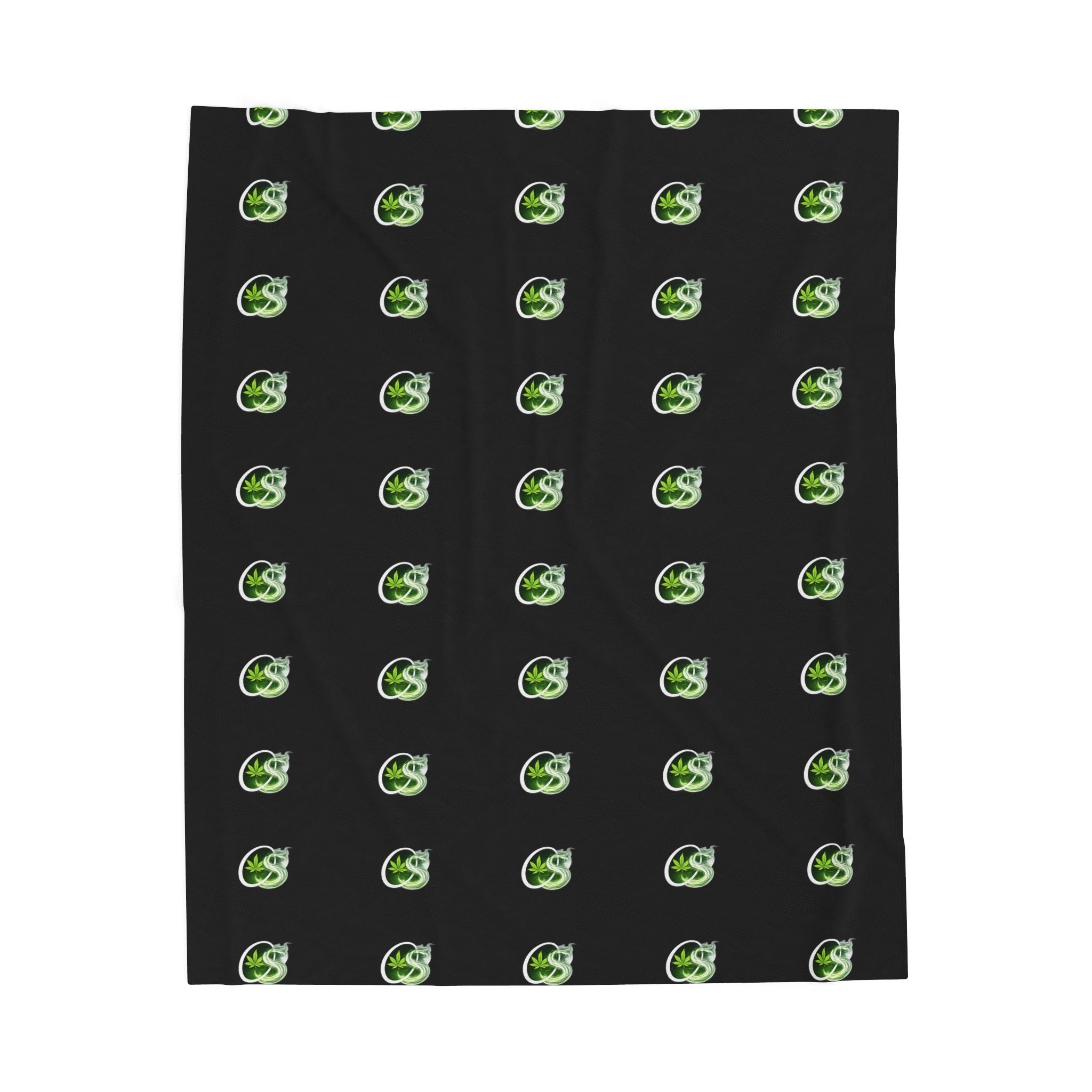 Plush Blanket — Repeating Smokey OS Logo on Black Velveteen Throw