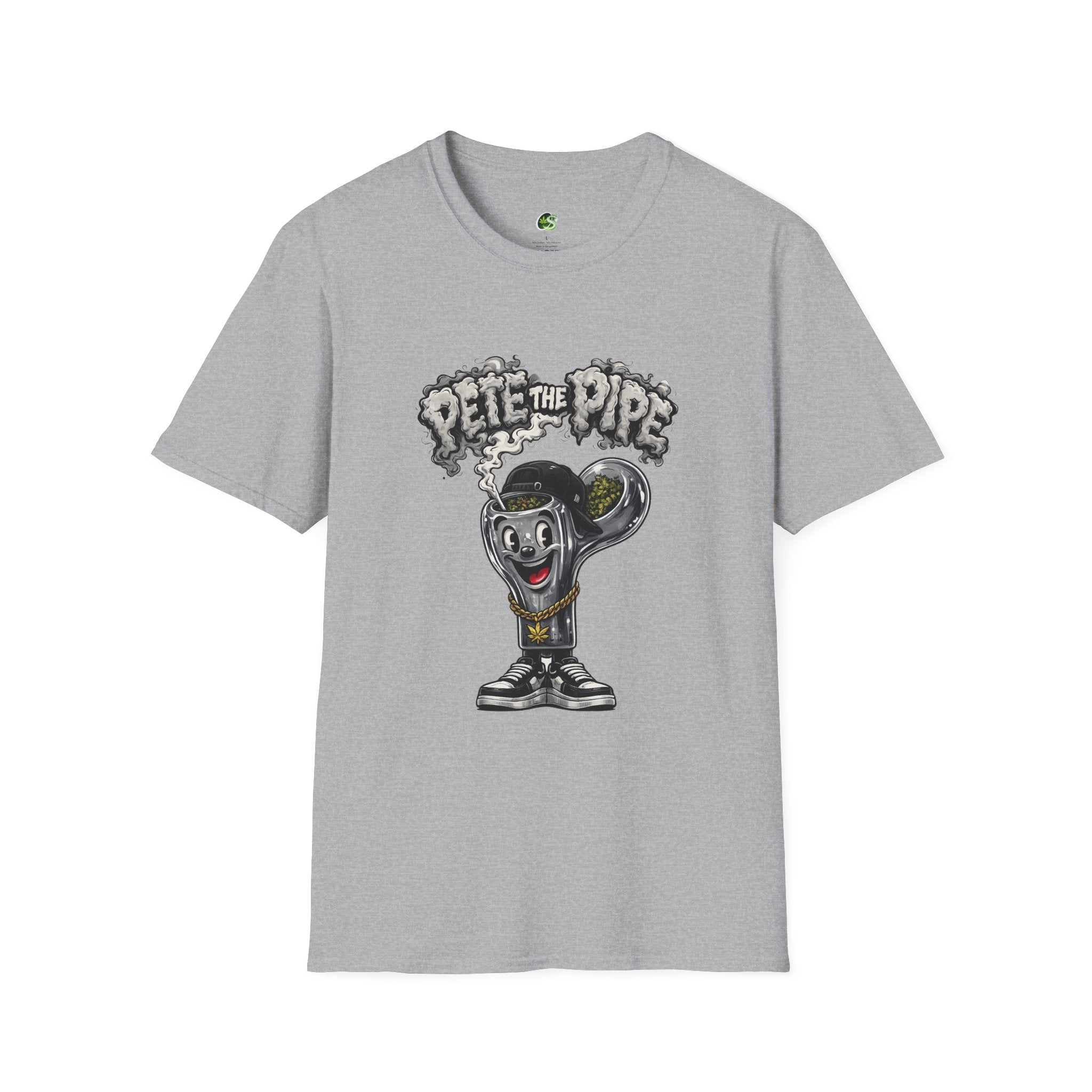 Pete the Pipe Graphic T-Shirt – Retro Cartoon Smoking Pipe Tee