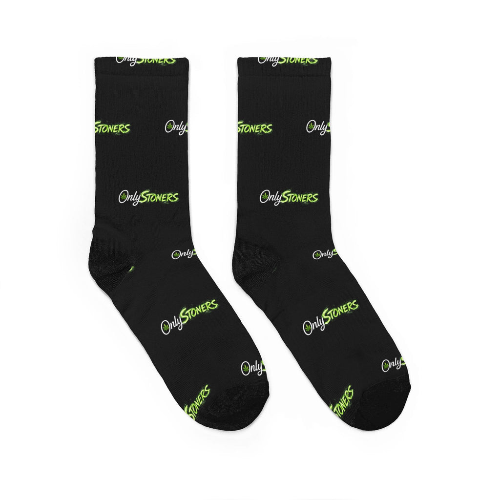 OnlyStoners Logo Crew Socks — Black Padded Cotton Socks