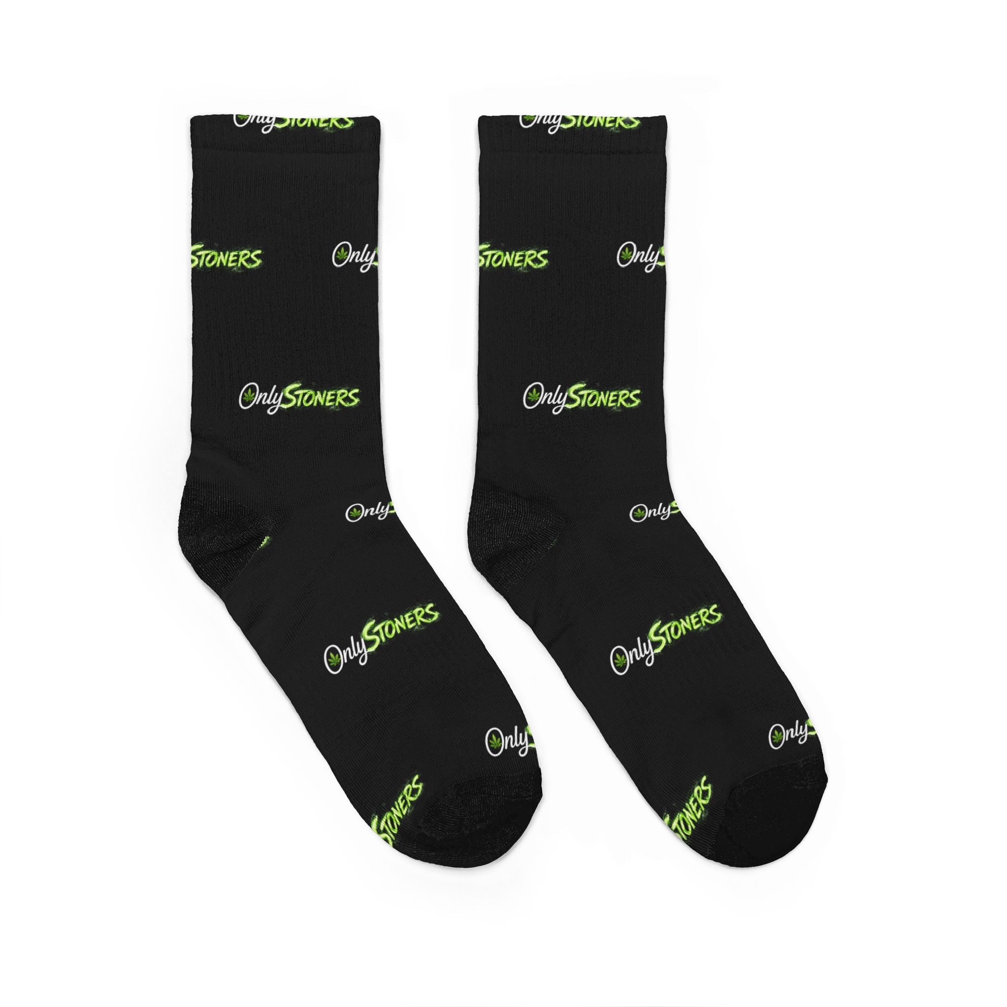 OnlyStoners Logo Crew Socks — Black Padded Cotton Socks