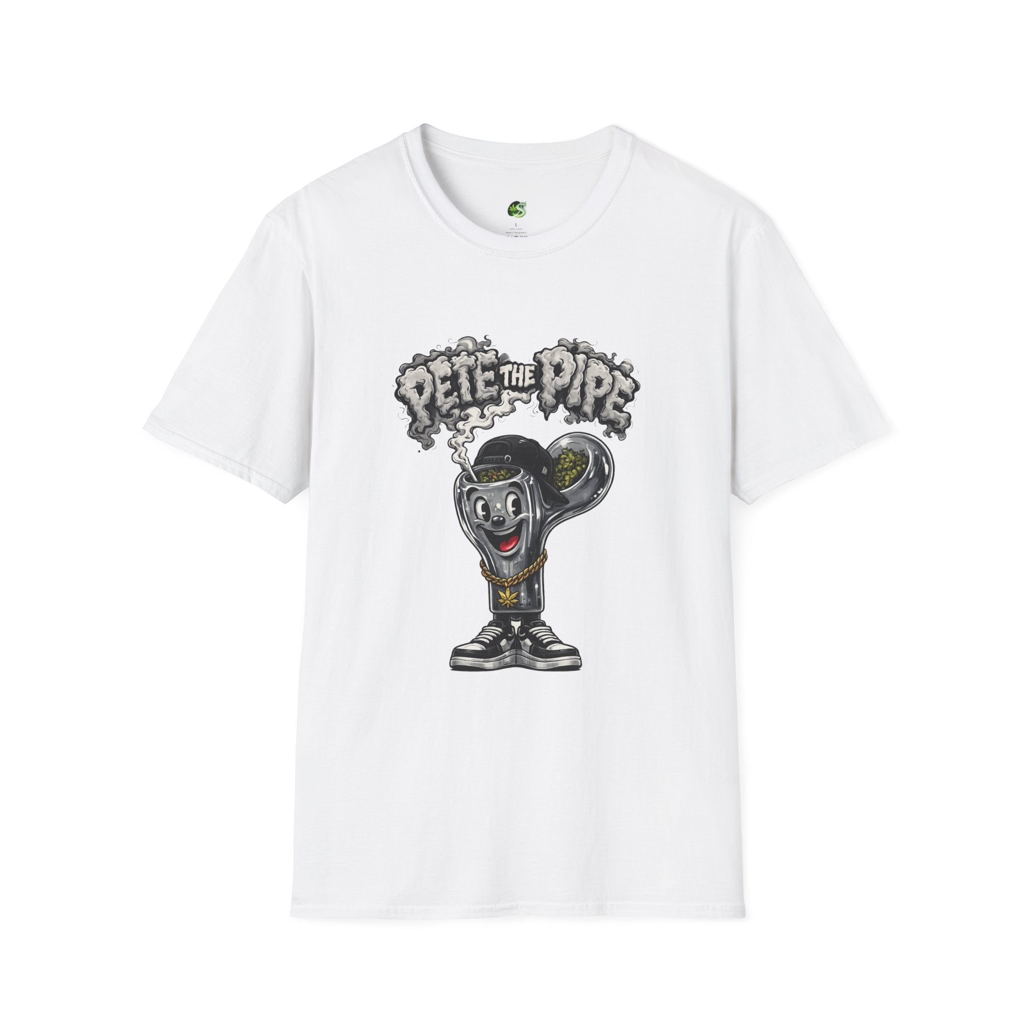 Pete the Pipe Graphic T-Shirt – Retro Cartoon Smoking Pipe Tee