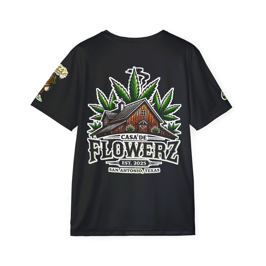 Casa de Flowerz Sports Jersey – Men's Black Cannabis Graphic Tee