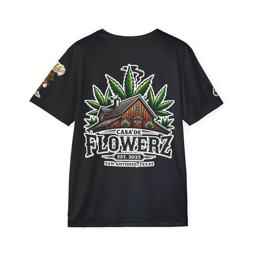 Casa de Flowerz Sports Jersey – Men's Black Cannabis Graphic Tee
