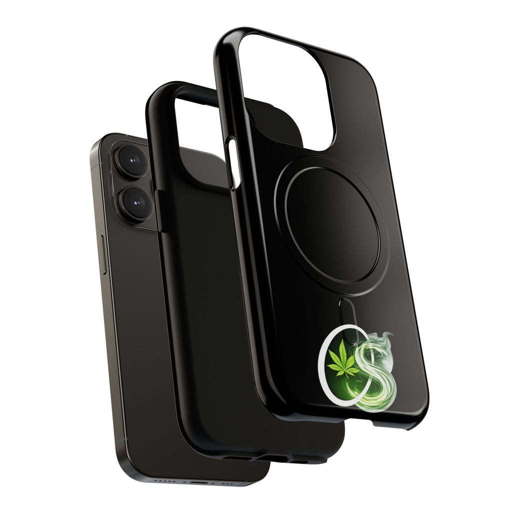 MagSafe Phone Case — Green Cannabis Leaf Smoke Graphic