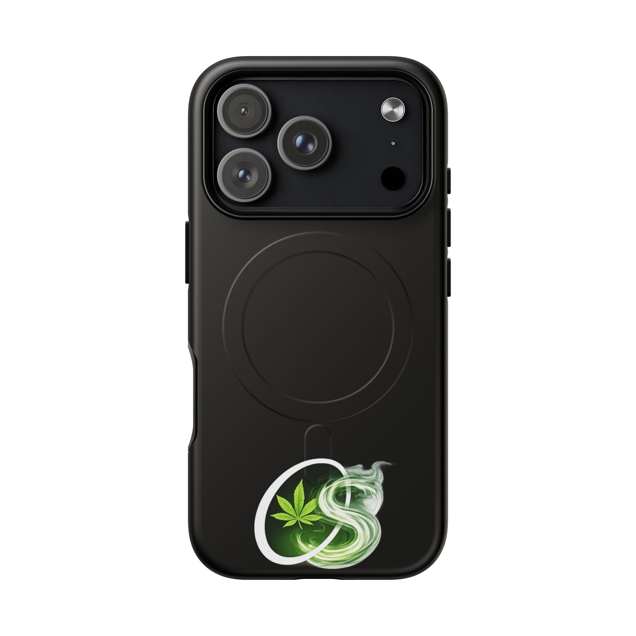 MagSafe Phone Case — Green Cannabis Leaf Smoke Graphic