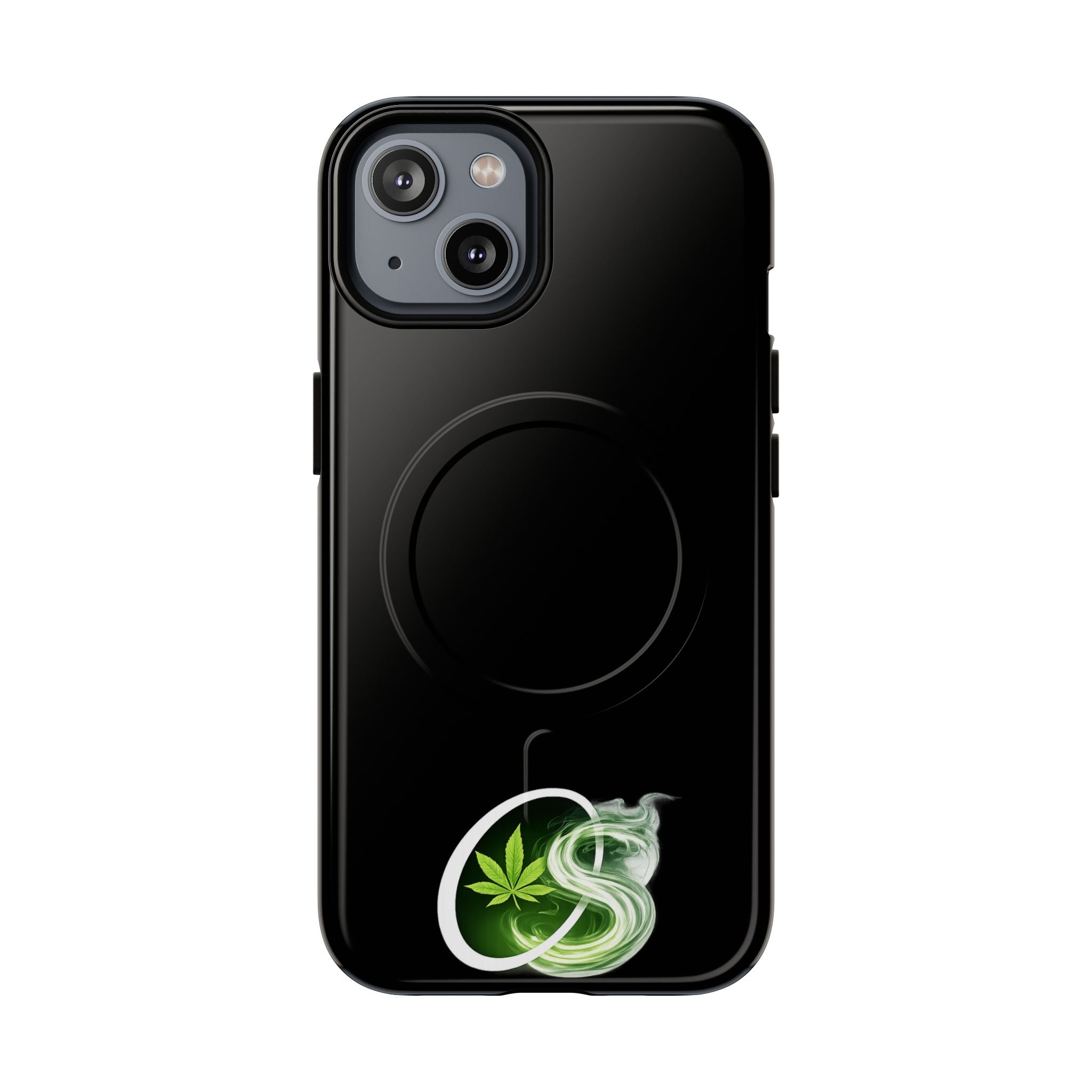 MagSafe Phone Case — Green Cannabis Leaf Smoke Graphic