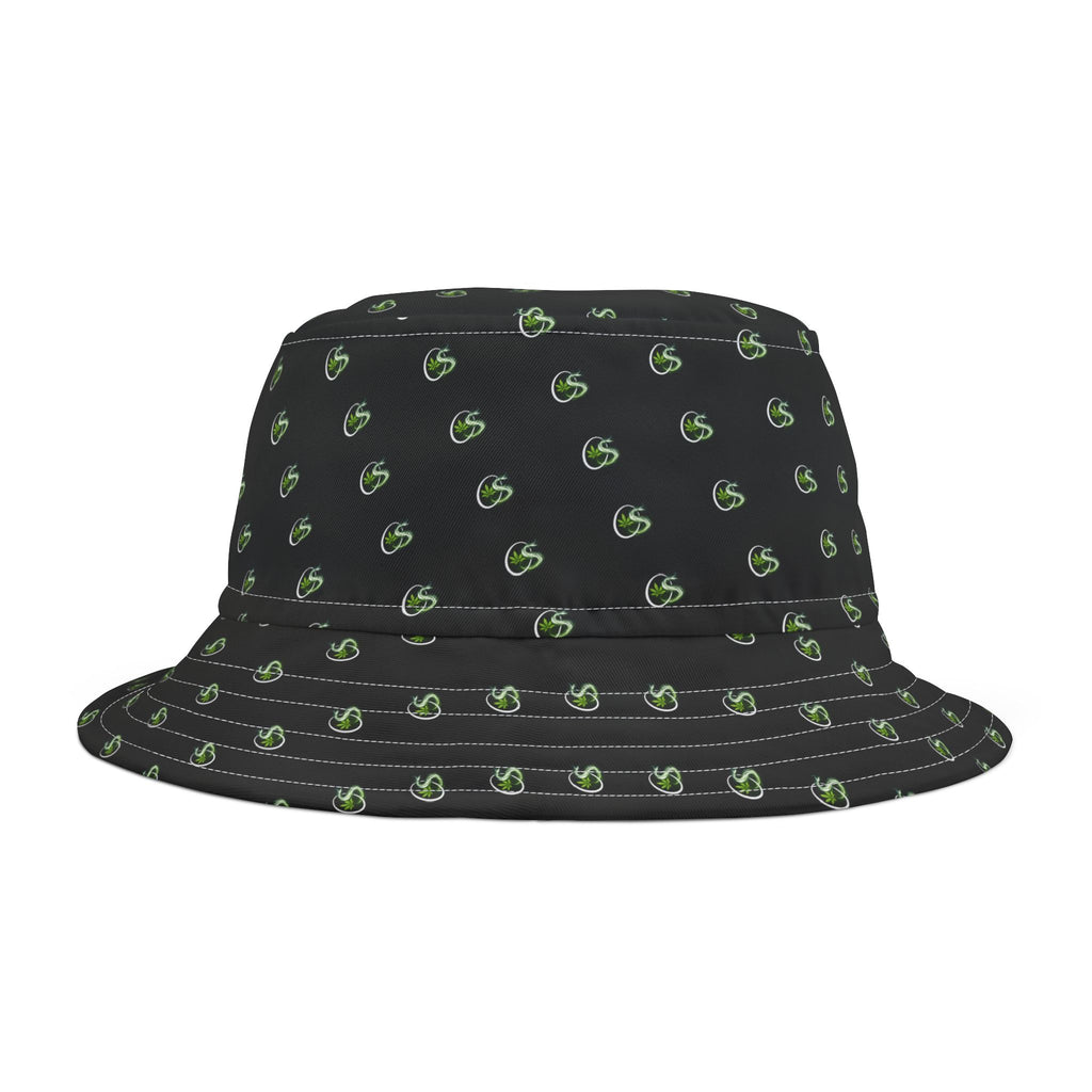 Green Vine Pattern Bucket Hat — All-Over Print Casual Sun Hat