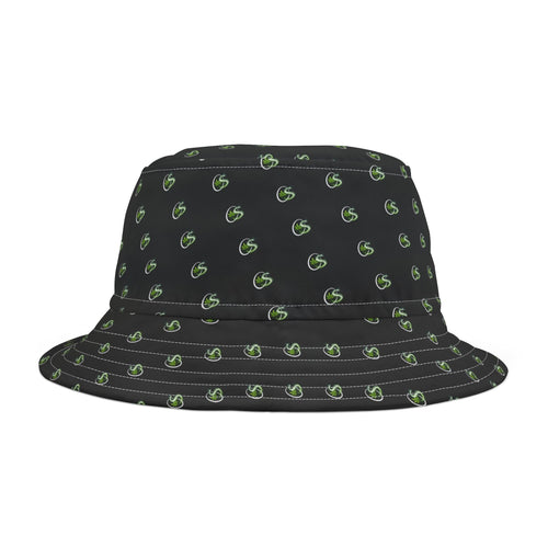 Green Vine Pattern Bucket Hat — All-Over Print Casual Sun Hat