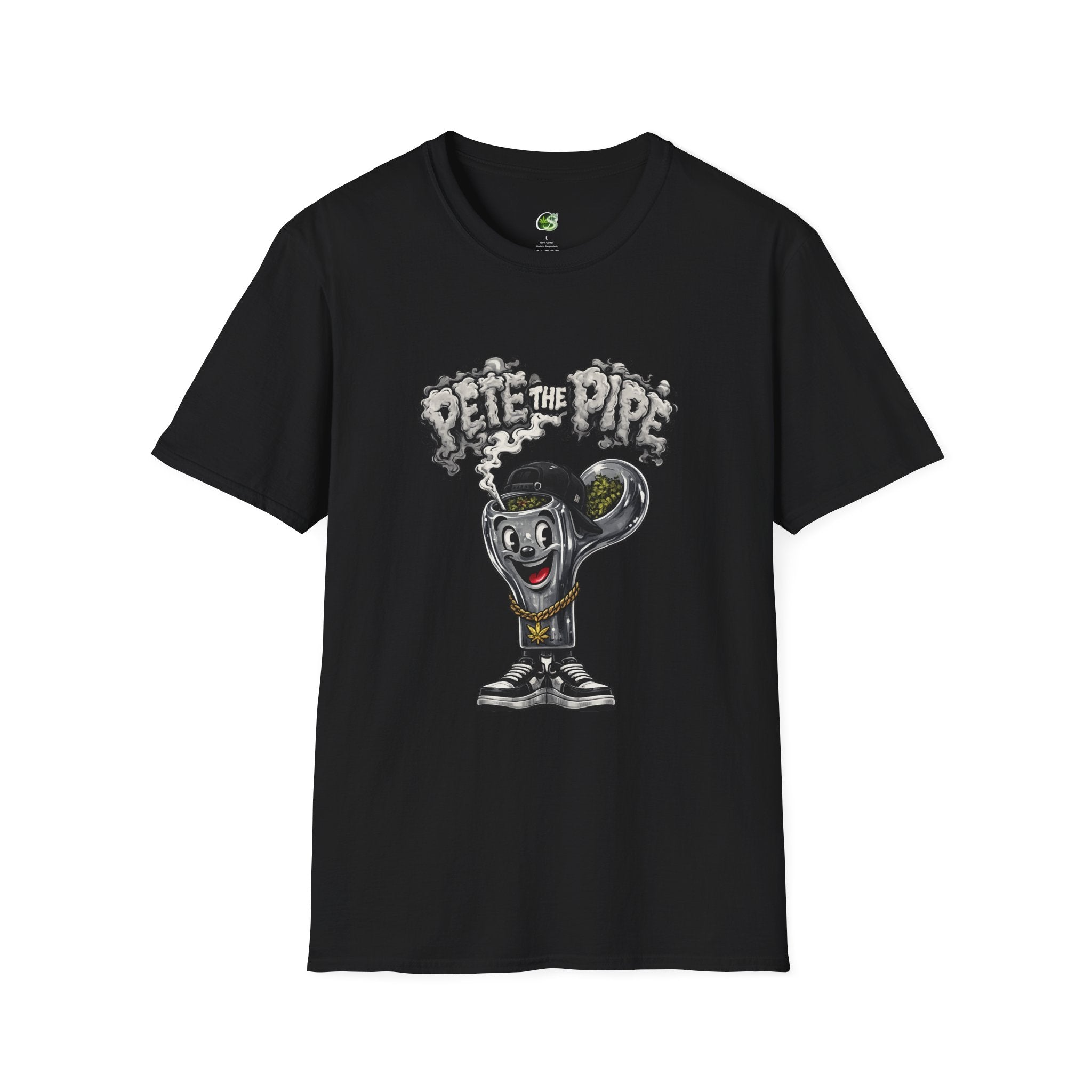 Pete the Pipe Graphic T-Shirt – Retro Cartoon Smoking Pipe Tee
