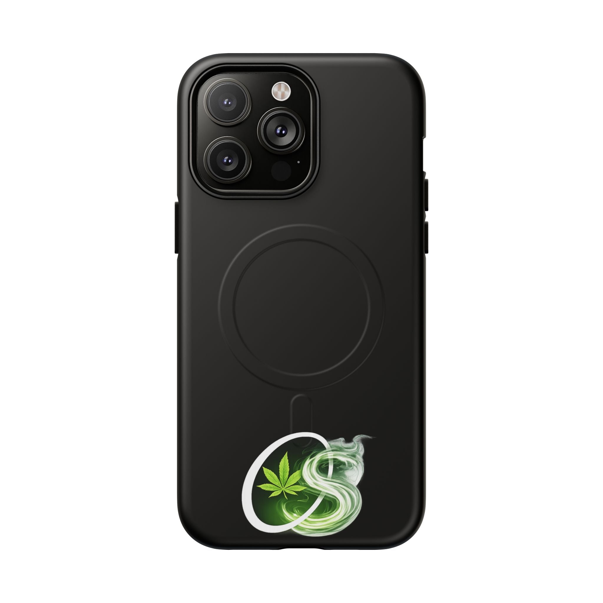 MagSafe Phone Case — Green Cannabis Leaf Smoke Graphic