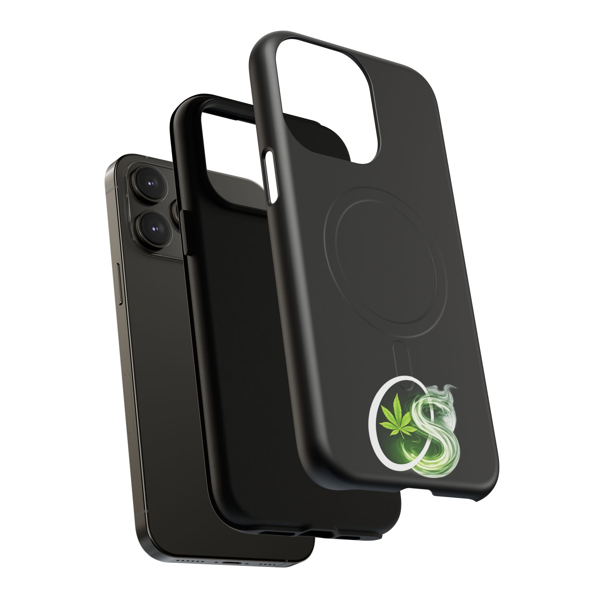 MagSafe Phone Case — Green Cannabis Leaf Smoke Graphic