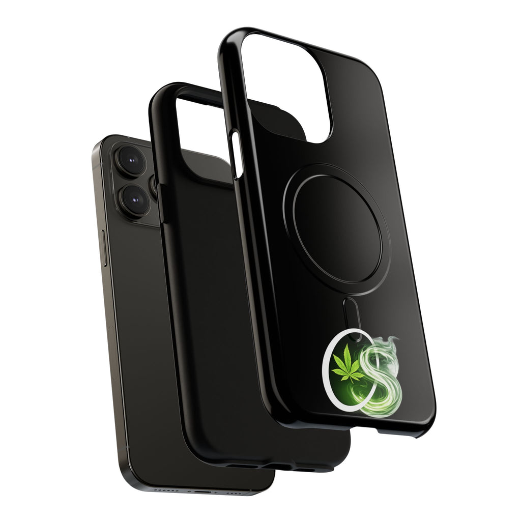 MagSafe Phone Case — Green Cannabis Leaf Smoke Graphic