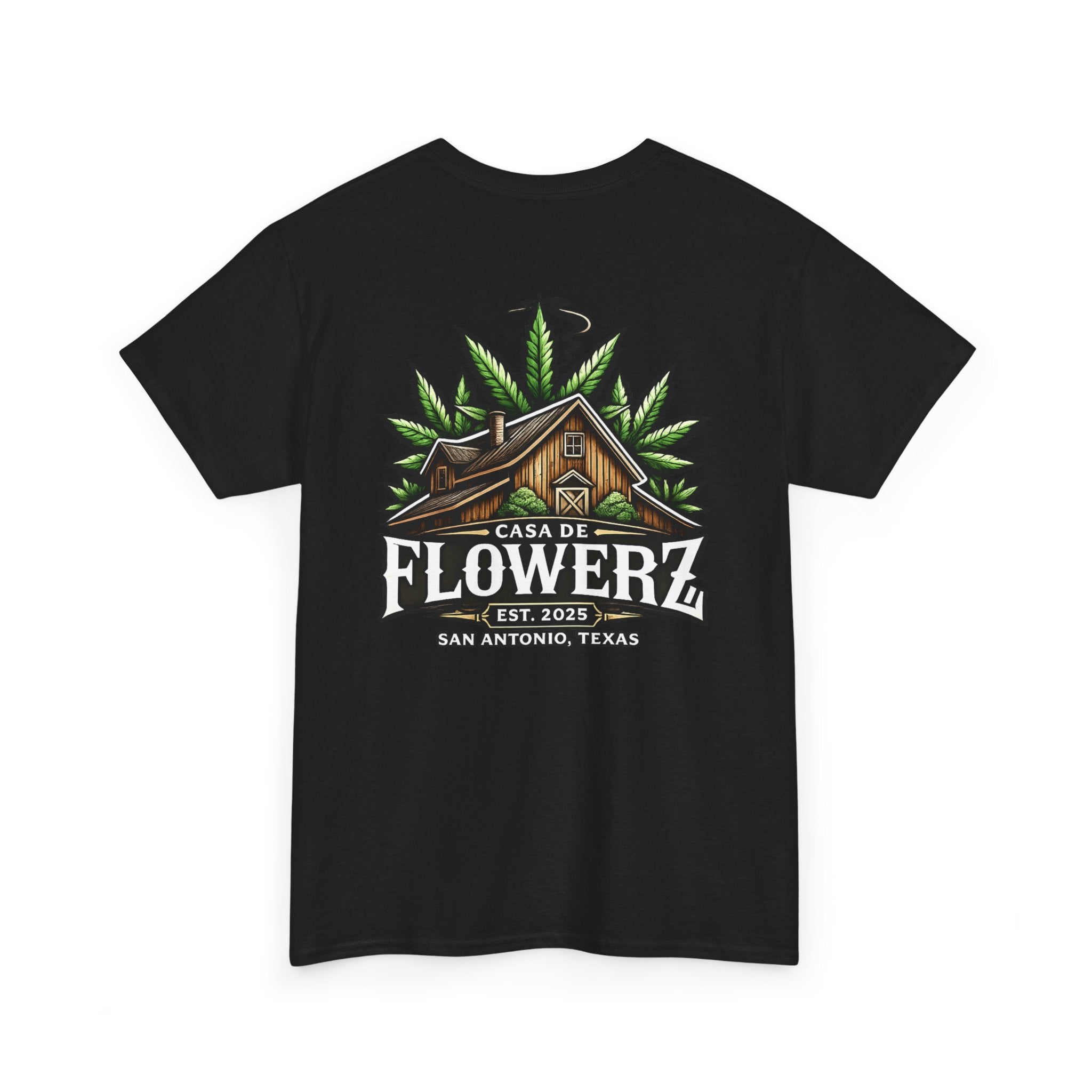 T-Shirt — Casa de Flowerz Cabin Logo Tee (San Antonio, Est. 2025)